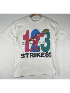 Vintage Elmo Sesame Street Jim Henson Baseball white T shirt Sz M